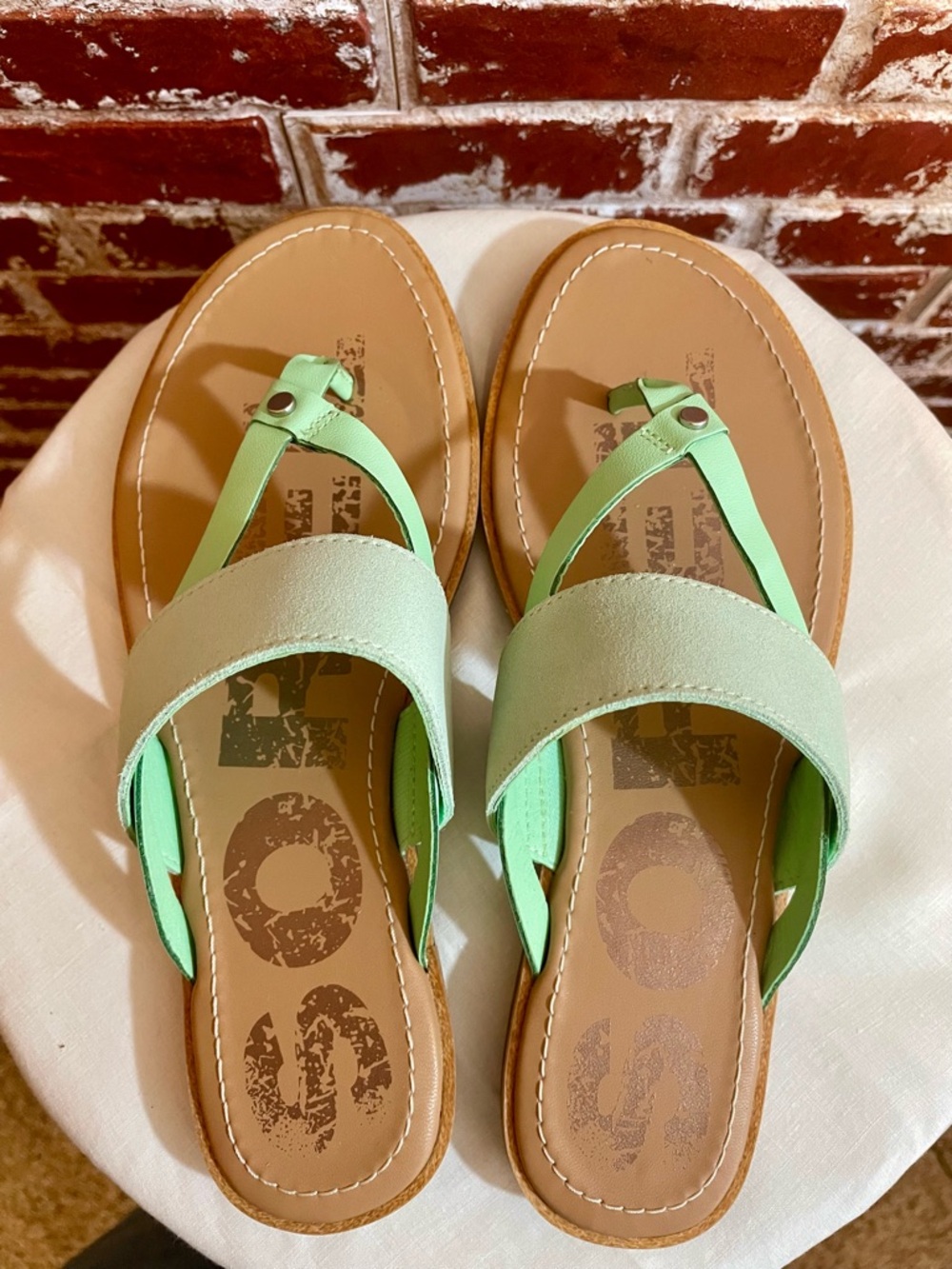 Sorel Ella Flip Sandal Vivid Mint Leather Suede Boho Mermaidcore NWT. 8 - Picture 6 of 9